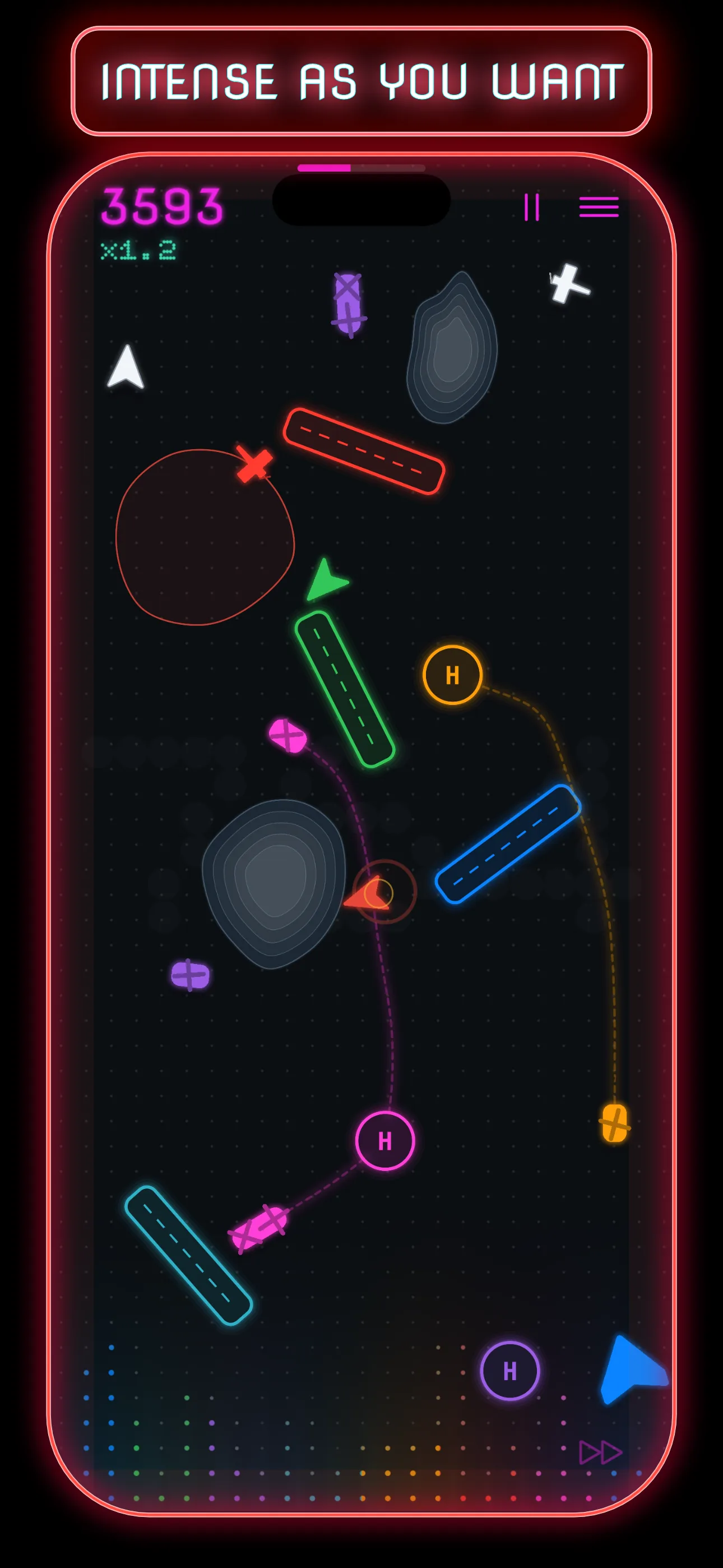 Intense as you want: a busy board full of aircraft, mountains, and restricted zones