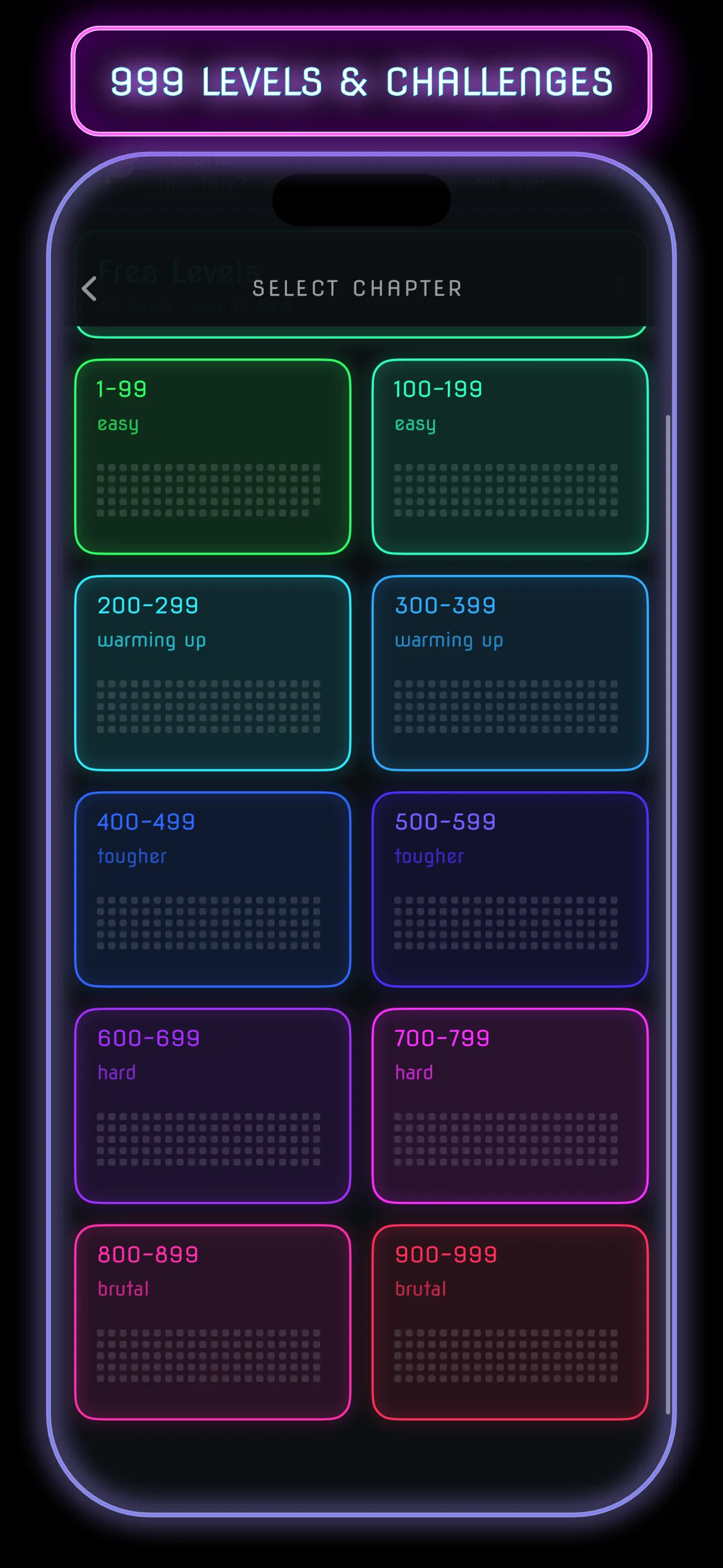 999 levels and challenges: the chapter-select screen, from easy to brutal